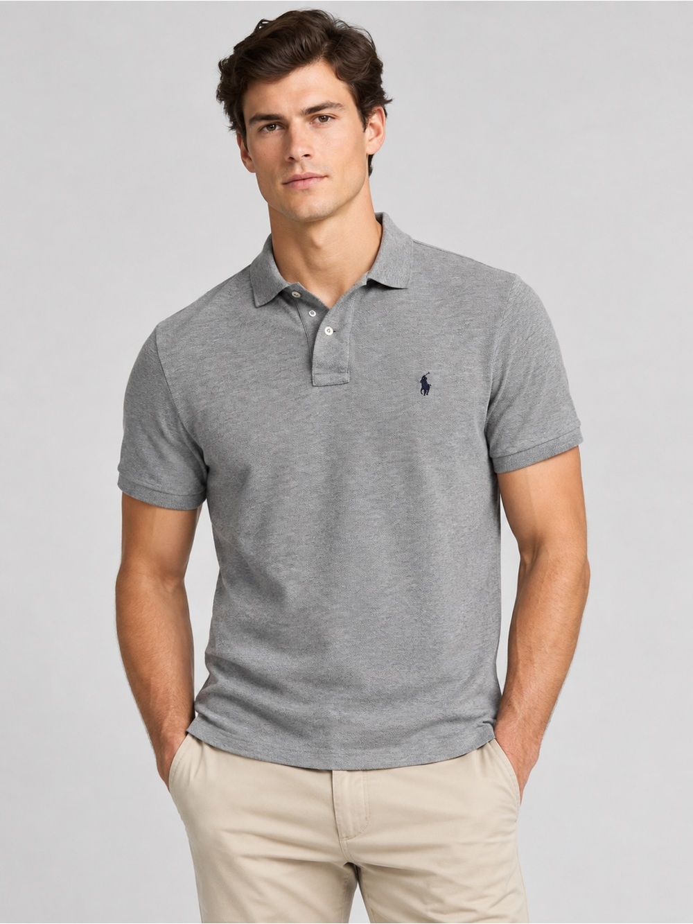Polo Ralph Lauren Shirt Mens Small Gray Custom Fit Short Sleeve Pony Logo Pique